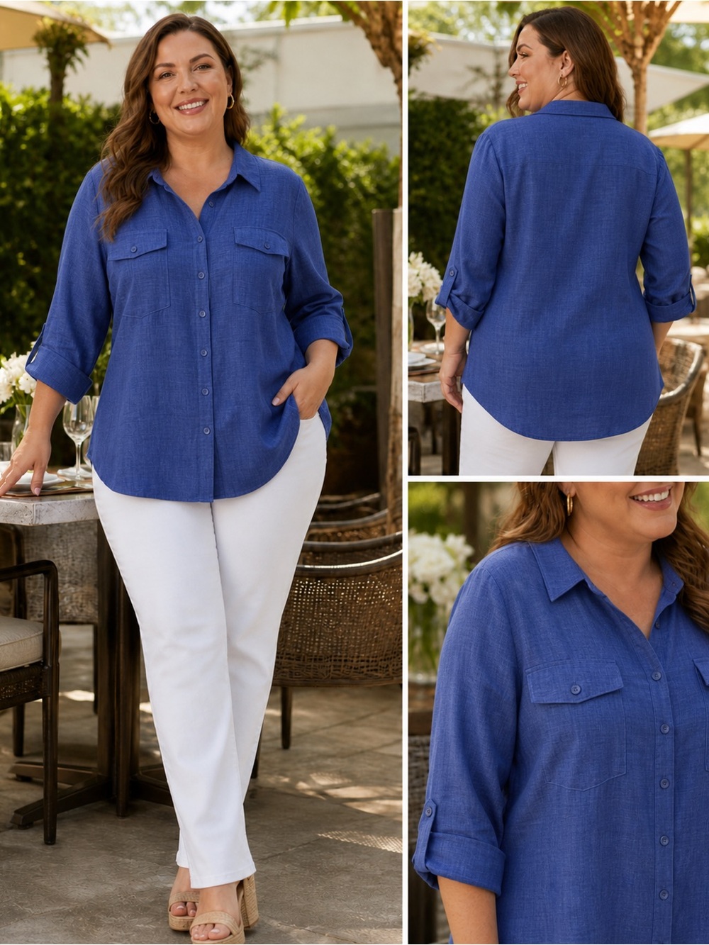 $5 WHEN BUNDLED with 2 or more items- Blue Button Down Shirt Plus 2X